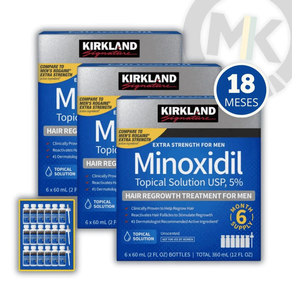 Minoxidil Kirkland | Tratamento 18 Meses