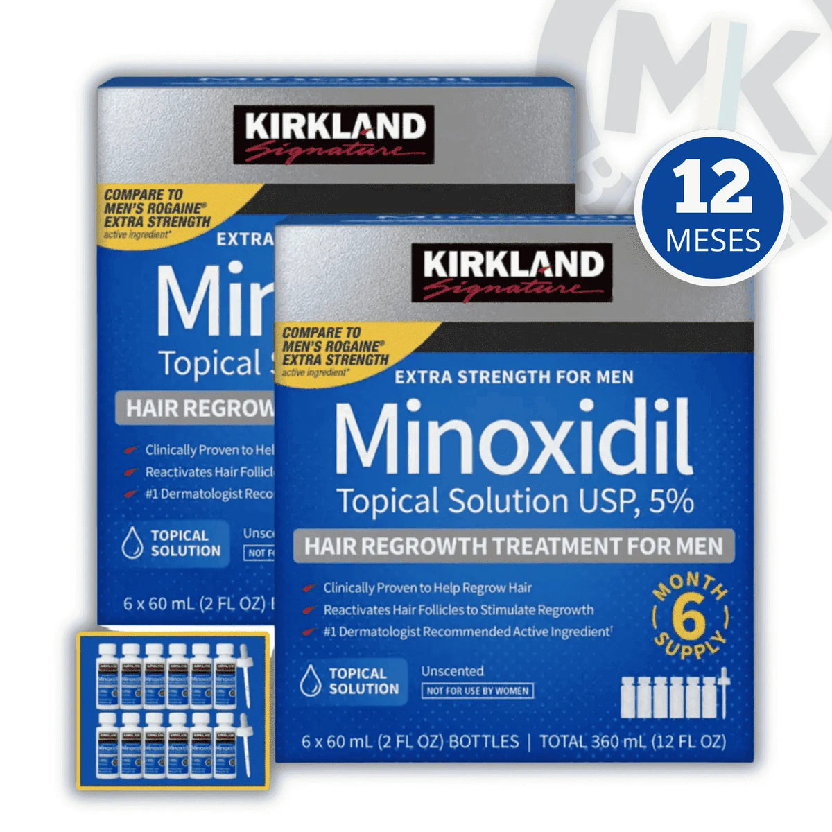 Minoxidil Kirkland | Tratamento 12 Meses
